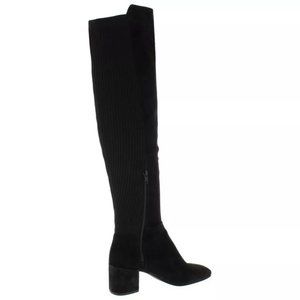 Kenneth Cole Womens Suede/Ribbed Knit Over-The-Knee Boots Fasle Black Size 6.5M